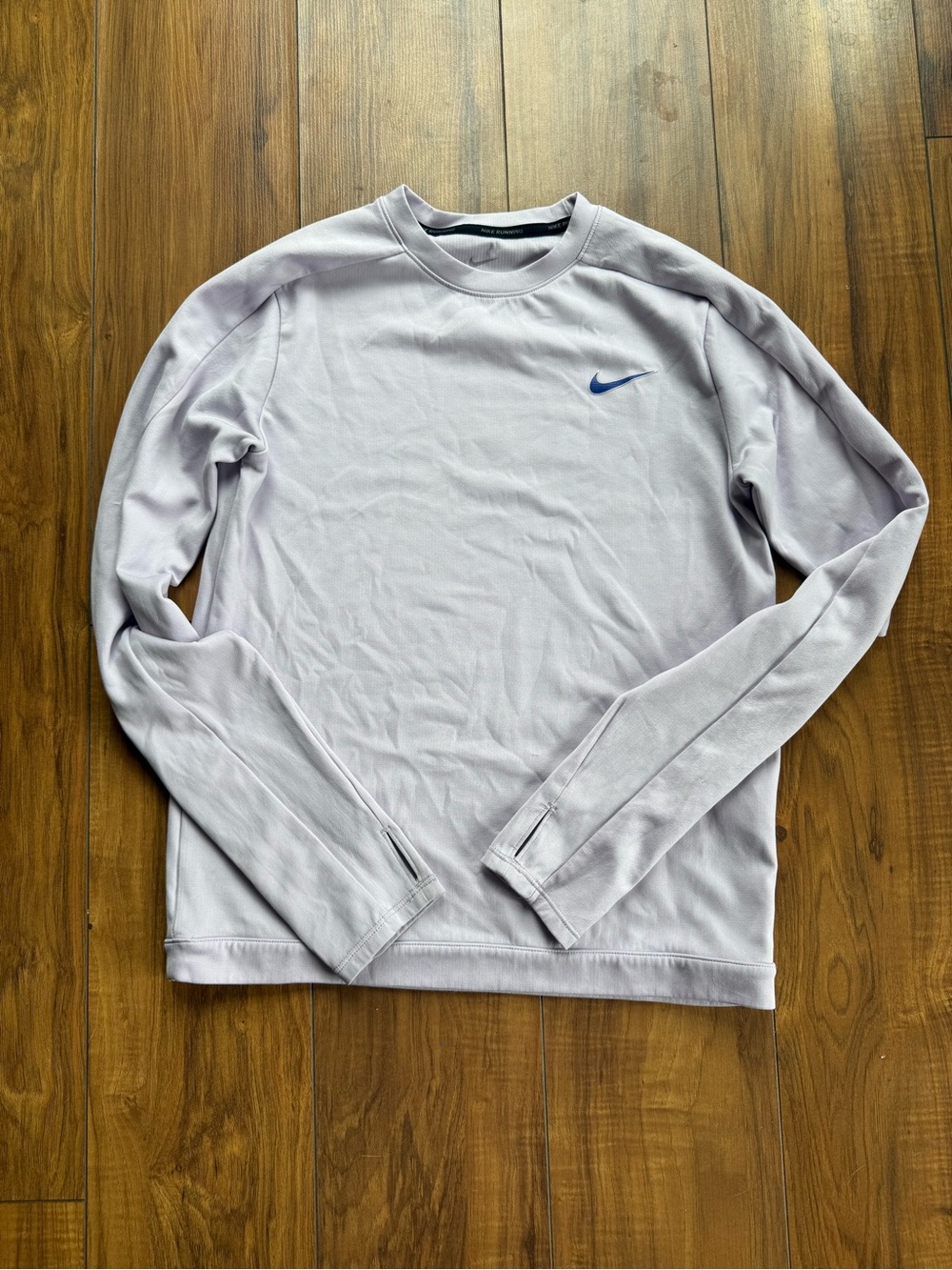 Nike Dri-fit Light Lavender Running Long-Sleeve Crewneck with Swoosh
